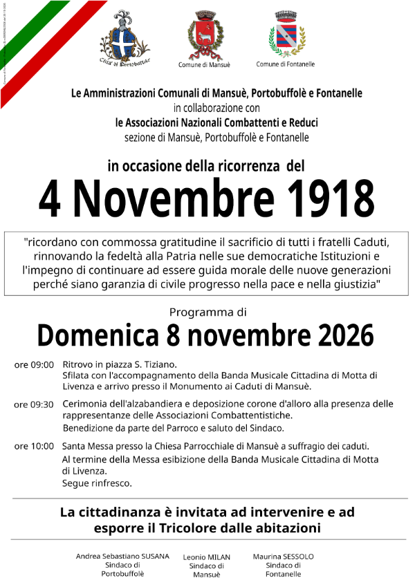 Manifesto 4 Novembre a Mansuè